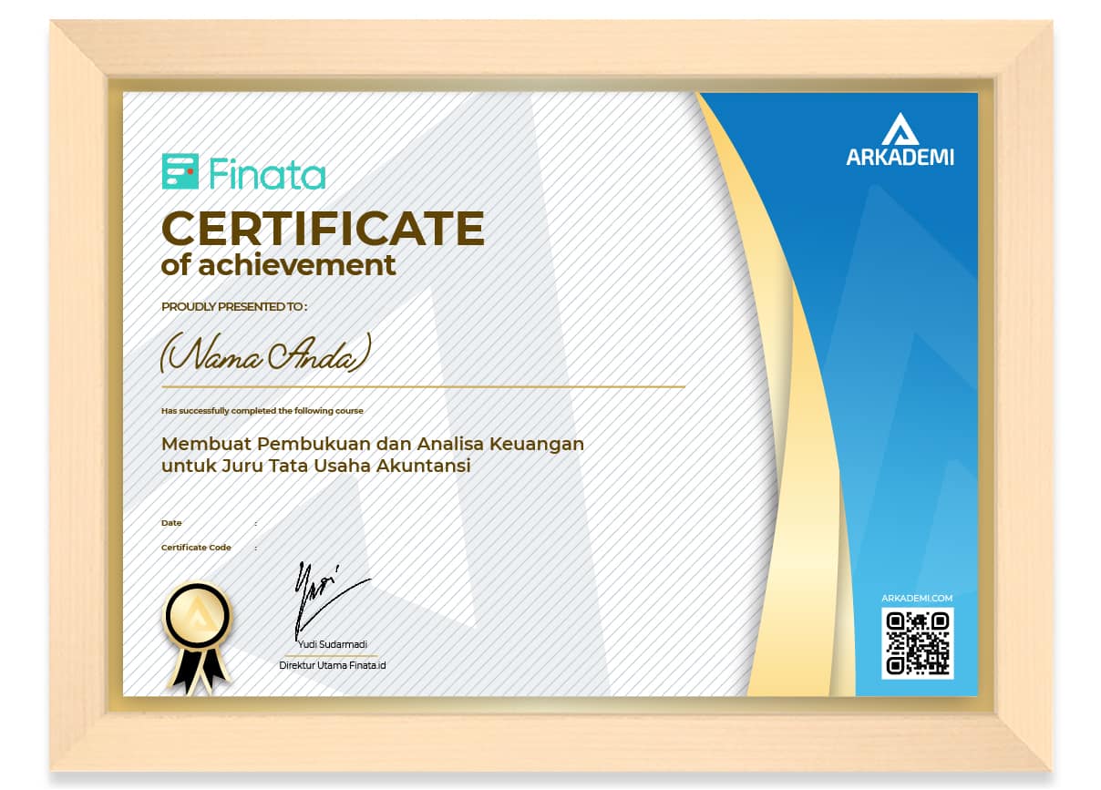 SERTIFIKAT - Finata Membuat Pembukuan dan Analisa Keuangan untuk Juru Tata Usaha Akuntansi_FRAME